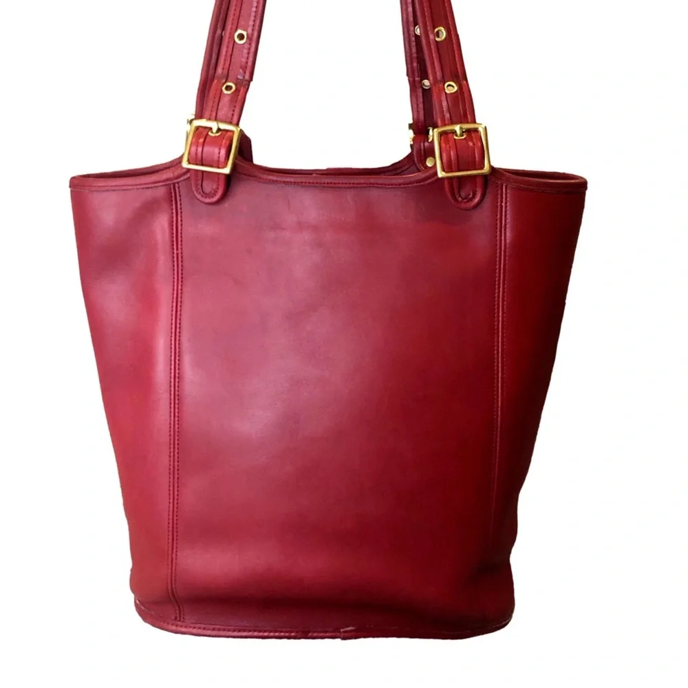 VINTAGE COACH Legacy Red Glove Tanned Leather Large Shopper Tote Bag 9090 COA